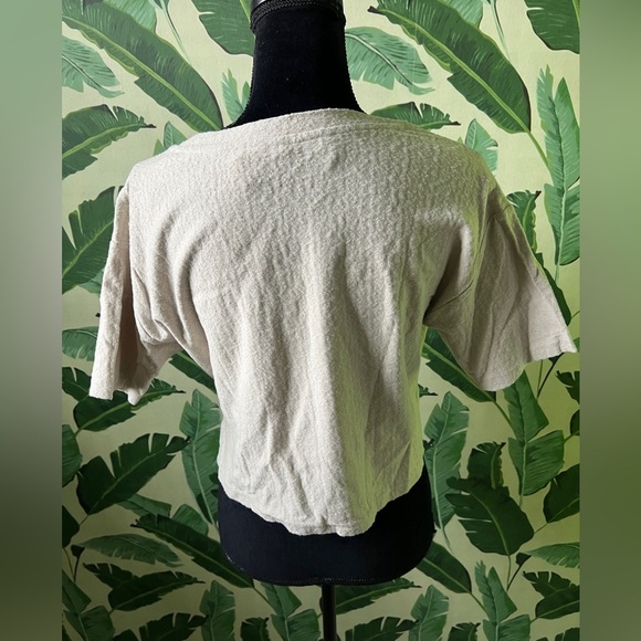 Gymshark Towel Tee in Washed Beige Cropped Size S NWT - Picture 3 of 5